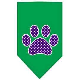 Unbranded Purple Swiss Dot Paw Screen Print Bandana Emerald Green Large