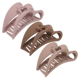 PACKOVE 3Pcs Heart Shaped Hair Claw Clips for Women Large Matte Finish Jaw Clips for Hair Comfortable Non Slip Back for Daily Wear and Beauty Routines