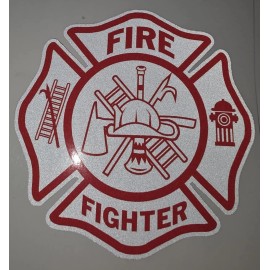 Awareness Vinyl White Red Reflective Firefighter Fire Dept Maltese Cross Vinyl Decal sticker
