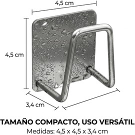 Ganchos para Pared 4 Piezas, Adhesivos Acero Inoxidable, Porta Esponja Fregadero, Soporte para Esponja de Fregadero, Accesorios de Gancho Pared Cocina, Baño, Muebles (1 pcs)