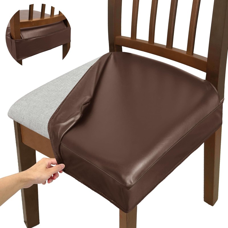 KIDOACOW Soft Leather Chair Seat Covers Dining Chairs Set of