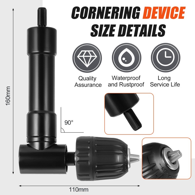 Faankiton 90°Right Angle Drill Attachment 0.8-10mm Right Angle Drill Chuck,
