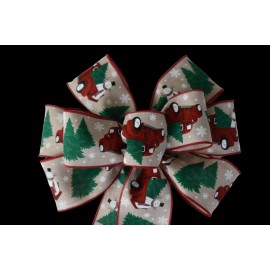 Dogwood Farm Market 10" Hand Made Snowman on Truck Christmas Wired Wreath Bow Truck Tree Red Holiday