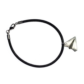 Miniblings Papierflieger Leather Bracelet Black Origami Leather Style Silver – Fashion Jewellery Handmade – Ladies Girls Charm Bracelet, Leather Metal