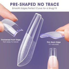 Medium Square Gel Nail Tips:240Pcs Half Matte Soft Clear False Nails Acrylic Square Full Cover Fake Nail Tips for Nail Extension Women Manicure DIY 12 Sizes