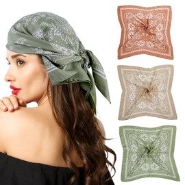 Abeillo 3 Pcs 70cm Silk Head Scarf for Women, Square Satin Head Scarf Silk Bandanas Women Headscarf Satin Hair Wrap Neck Scarves