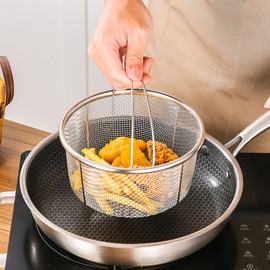 Mesh Steamer Basket for Sturdy Stainless Steel Steamer Insert Basket, Mesh Net Strainer and Insert for Pressure Cookers and Pots for Washing Fry Steam (7.8in)