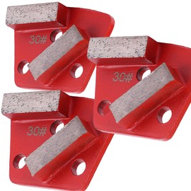 Kodrily 3PCS Grinding Shoes, Trapezoid Grinding Disc Kit, Sturdy Concrete Grinding Disc, Floor Grinding Pad Tools for Grinder Concrete Aggreesive Cutting 2 Long Teeth (Red, 30#)