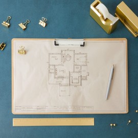 Juvale Clipboard - 11.5 x 17.4 in, Brown MDF, 4-Pack - Wood Clipboard Set with Low-Profile Metal Clip & Retractable Hook - Oversized & Portable for Drafting Board & Sketch Board Use