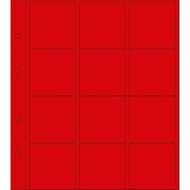Prophila Collection 10 coin holder sheets, each with 12 compartments for coin holders (50 x 50 mm), with 10 red cardboard interleaves
