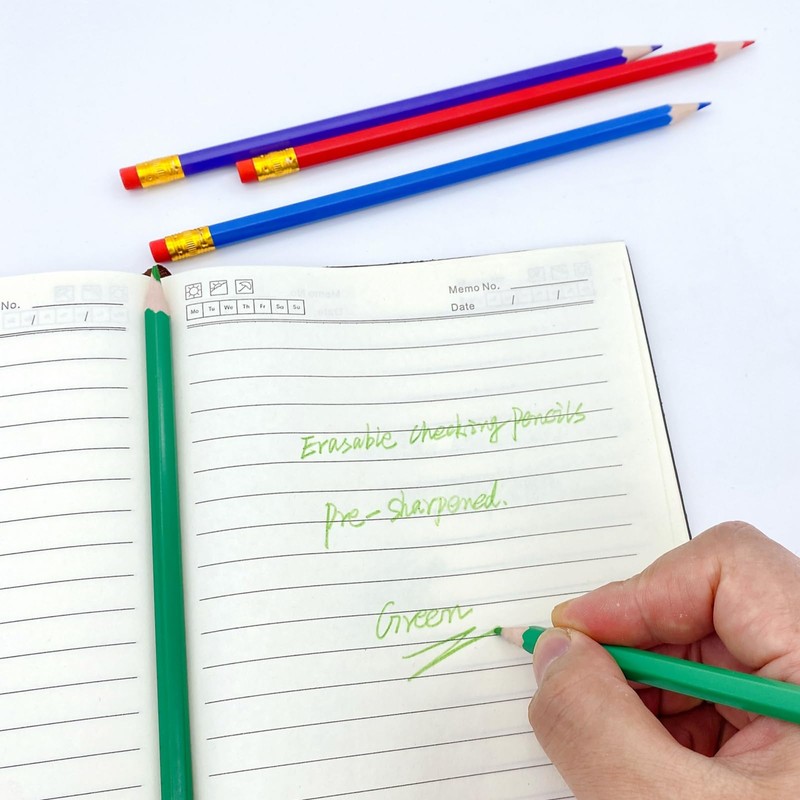 LCPQMZGH 12 Pcs Erasable Checking Pencils, Pre-Sharpened, for Marking, Coloring,