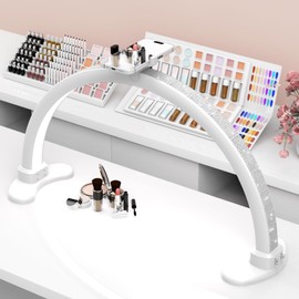 Dlesot Large Half Moon LED Light for Table Nail Desk Lamp, Upgrade Arch Light for Nail Techs with Phone Stand Perfect for Nails Tech Manicure (White)