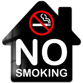 FTONENI No Smoking Signs for Home, No Smoking Signs for Business, 5.7"" x 6"" Acrylic Self-Adhesive Airbnb Signs - PZC036, Standard, Black