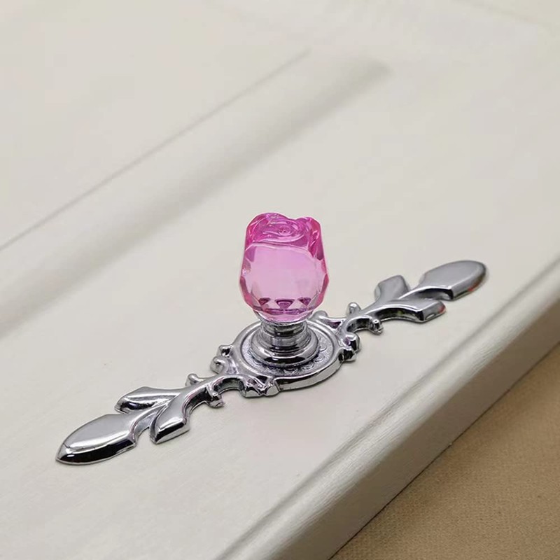 Wannianmu 4 Pack Drawer Dresser Knobs Pull Handles,Rose Flower Clear