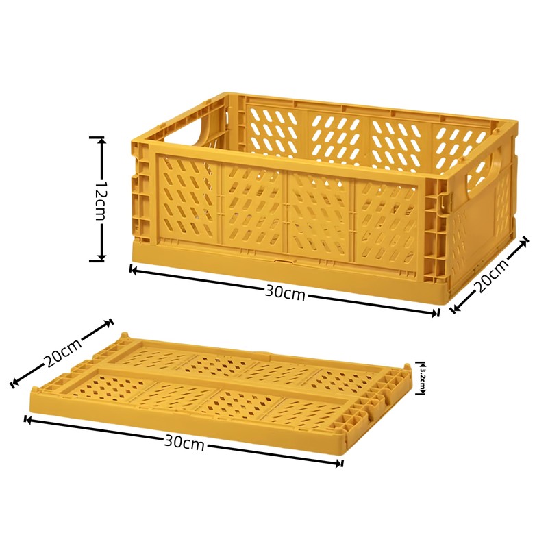 YQLDAHU 1-Pack Small Storage Crates, Golden Yellow Stackable & Foldable