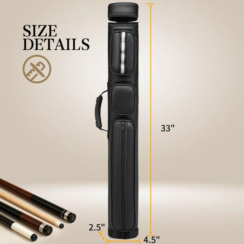 2x2 Leather Pool Cue Case for 2 Butts & 2