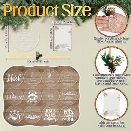 Kasyat 36 Sets Christian Christmas Ornaments Religious Ornament Bulk Gifts Bible Verse Inspirational Nativity Acrylic Christmas Tree Hanging Ornament with Cards for Women Family Church Decor (Stylish)