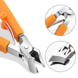 2 Pcs Wide Jaw Opening Anti-Splash Slanted Nail Clipper Stainless Steel Slanted Nail Clippers Splash-Proof,Self-Retracting with 2 Protective Covers+2 Nails Files for Nails (Black+Orange)