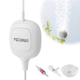 FEDOUR 1.5 W Mini Aquarium Air Pump with 19 LPH Oxygen Pump Accessories Included for Small Aquariums Less Than 17.6 gal (80 L), Goldfish, Betty, Medaka, Shrimp