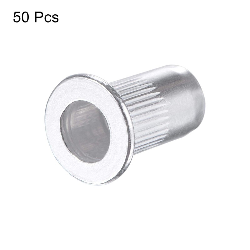 sourcing map M5 Rivet Nuts Aluminium Alloy Knurled Flat Head