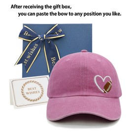 Wodeal Football Mom Hat with Gift Box, Football Gifts for Women Men, Adjustable Embroidered Heart Baseball Cap - Pink