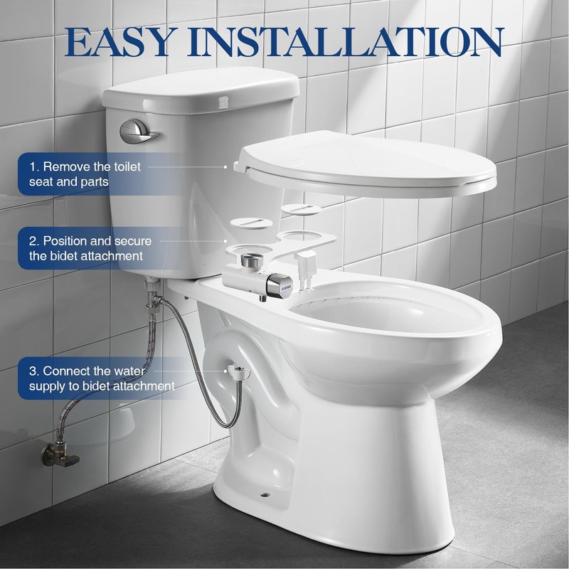 ANNWA Non-Electric Bidet Attachment for Toilet Seat, Daul Clean Nozzles