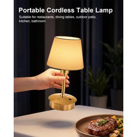 UMEXUS 2 Pack Small Cordless Table Lamp, 5200mAh Battery Operated Touch Lamps for Restaurant Dinner Table Rechargeable Dimmable Portable Night Light for Bedside Dining Room Patio Kitchen Outdoor