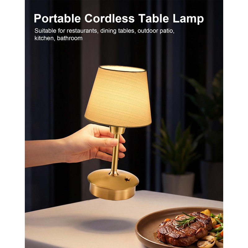 UMEXUS 2 Pack Small Cordless Table Lamp, 5200mAh Battery Operated