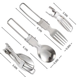 LAMEI Camping Utensils Folding Spork Set, Fork and Spoon With Storage Box, Stainless Steel Tableware Accessories, Portable Outdoor Kitchen Set for Travel, Picnic, Hiking, Backpacks