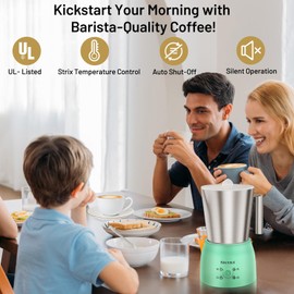 Secura Detachable Milk Frother and Steamer, 17 oz Electric Milk Warmer, 4-in-1 Hot/Cold Foam Maker, Teflon-Free Stainless Steel Jug, Dishwasher Safe for Latte, Macchiato, Hot Chocolate (Green)