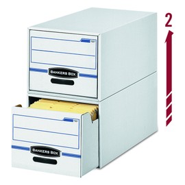 Bankers Box® Stor/Drawer® File, Letter Size, 11 1/2" x 14" x 25 1/2", 60% Recycled, White/Blue, Pack Of 6