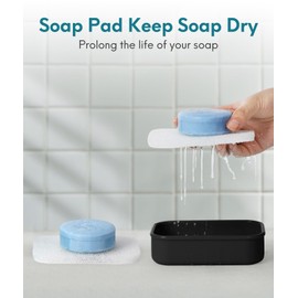 Quatish Leakproof Travel Soap Case, Large Soap Holder with Draining Layer, Silicone Bar Soap Holder for Bathroom, Traveling, Camping, Outdoor, Gym, Portable, Black