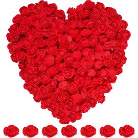 Loty Store Mini Artificial Rose Artificial Fake Rose Head Foam Artificial Rose for DIY Crafts Wedding Party Valentine's Day Festival Home Decoration (Red, 50 Pc)