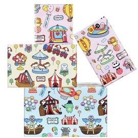 Animal Carnival Gift Wrapping Paper for Boys Girls,6 Sheets Amusement Park Birthday Wrapping Paper Panda Monkey Circus Carousel Ferris Wheel Gift Wrap Paper for Kids Baby Shower Christmas,70 * 50 cm