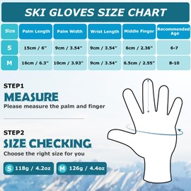 YAPJEB Kids Winter Gloves, Snow Warm Gloves, Waterproof Ski Gloves for Boys and Girls Skating Snowboarding Hiking(Purple-S)