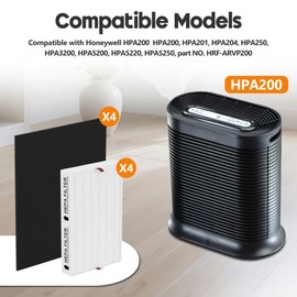 Elnuliros HPA200 Replacement Filter for Honey-Well Air Purifi-er HPA200, HPA201, HPA202, HPA204, HPA250, HPA5200, 4 R Filter and 4 Activated Carbon Pre-Filter A, 4 Pack