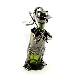WINE BODIES ZB995 Lady Golfer Wine Bottle Holder Character, Charcoal