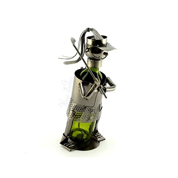 WINE BODIES ZB995 Lady Golfer Wine Bottle Holder Character, Charcoal