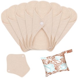 MQUPIN Reusable Sanitary Pads Made of Organic Cotton, Pack of 8 Reusable Cotton Pads, Washable Panty Liners, Washable Sanitary Pads for Menstruation, Leak-proof Design, Suitable for All Women