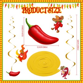 30 Pieces Chili Pepper Whirls Cinco de Mayo Pepper Decorations for Fiesta Party Mexico Spiral Hanging Party Streamers for Decor Mexican Party Accessories (Red)