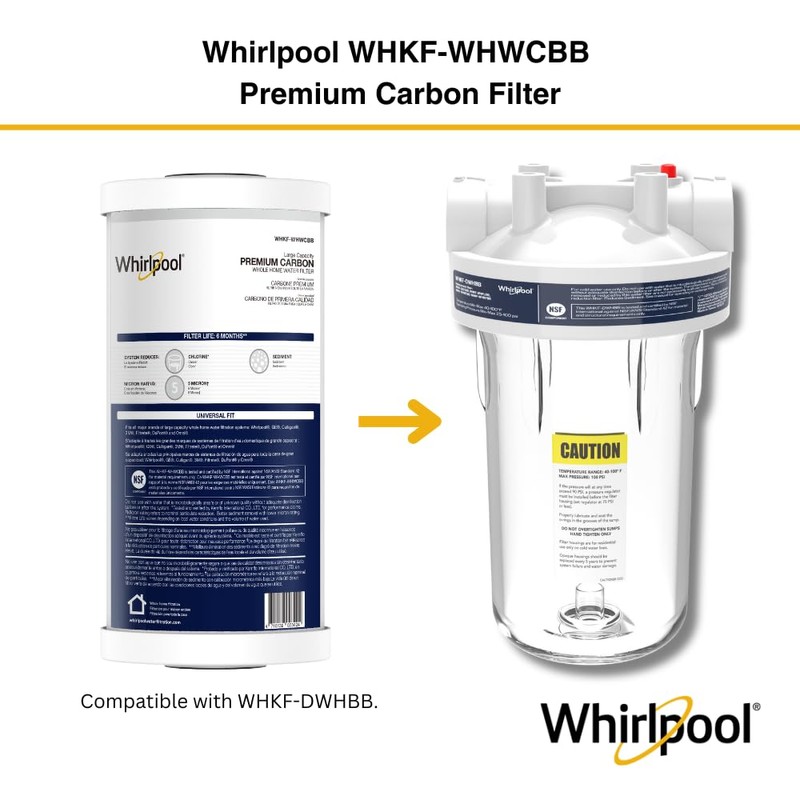Whirlpool 10" x 4.5" Premium Carbon Water Filter WHKF-WHWCBB, NSF