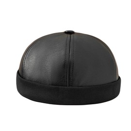 WITHMOONS Watch Cap Rolled Cuff Brimless Docker Harbour Hat Beanie YZ50205 (Black)