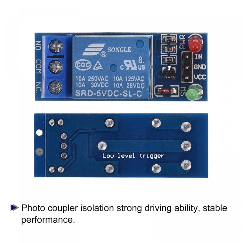 sourcing map Relay Module 1 Channel 5V Low Level Trigger