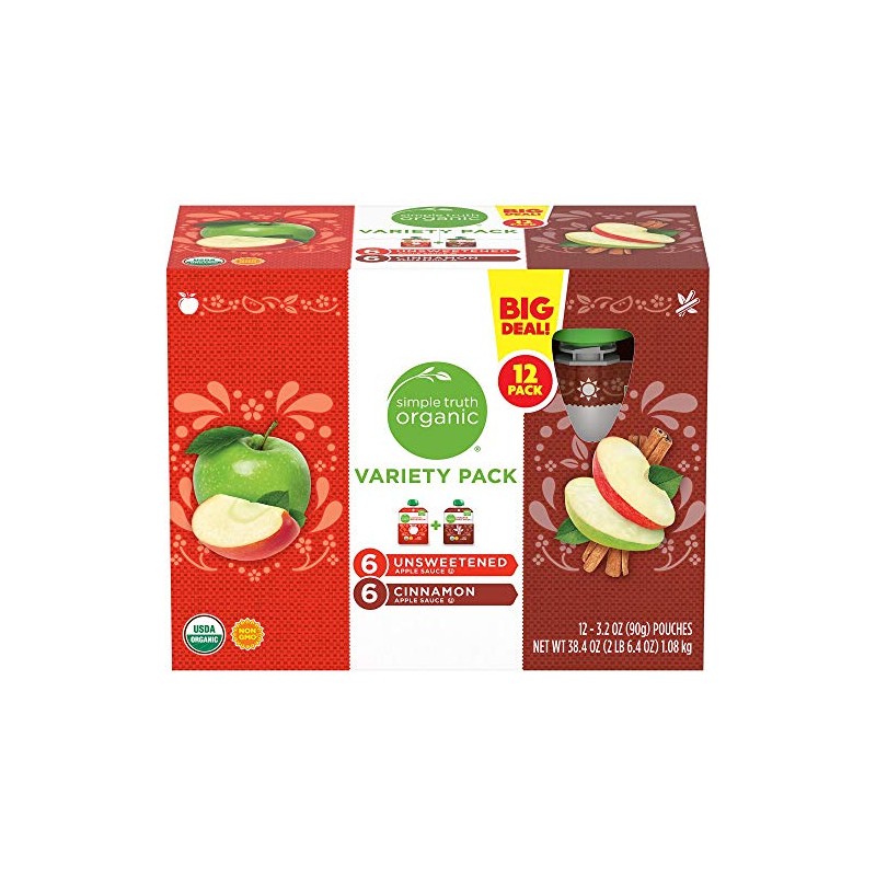 Simple Truth Organic Applesauce Pouches Variety Pack (6 Unsweetened &