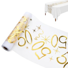 Table Runner for 50th Birthday, Table Decoration Birthday 28 cm x 10 m, Table Runner Gold Roll, Decoration 50th Birthday Woman Man, Table Runner Tablecloth Birthday, 50th Birthday Decoration, Party