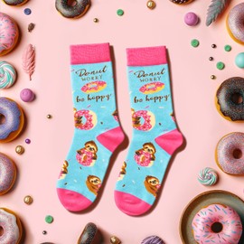 Sloth Gifts Sloth Socks Women - Donut Gifts Donut Doughnut Socks, Inspirational Cheer Motivational Gifts
