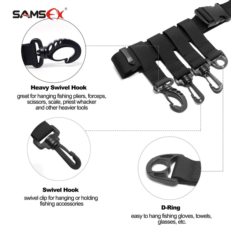 SAMSFX Adjustable Fishing Wading Belt Wader Belts for Surf Casting
