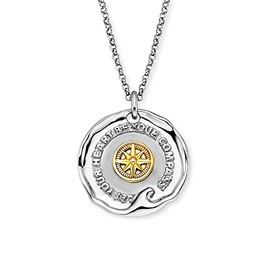Engelsrufer Women's Aloha Necklace Made of Sterling Silver with Round Bicolour Pendant – Lobster Clasp – Adjustable in Three Lengths – Nickel-Free, Sterling Silver, No Gemstone