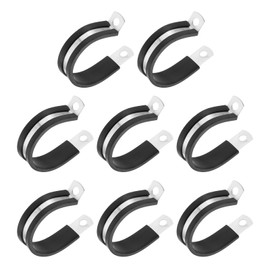 PATIKIL 1-7/16 Inch Cable Clamp, 8 Pack 304 Stainless Steel Rubber Cushioned Insulated Pipe Metal Clamp for Tube Pipe Hose Cable Wire Cord Installation