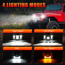 CAFOPAR DOT 5x7 7x6 H6054 LED Headlights 1000% Brighter Hi/Low Beam Anti-glare DRL Turn Signal Headlamp Fit for J-eep Cherokee XJ Wrangler YJ Comanche MJ Fo-rd Ch-evy GMC To-yota Ni-ssan Dod-ge